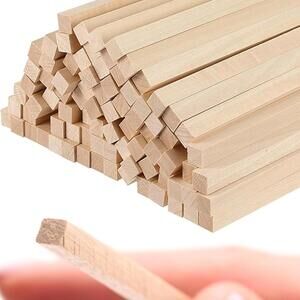 Square Dowel Rods 50Pcs 3/8" x 12" Basswood Sticks Wooden Dowel Square